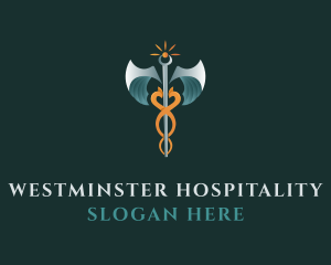 Medical Caduceus Staff logo design