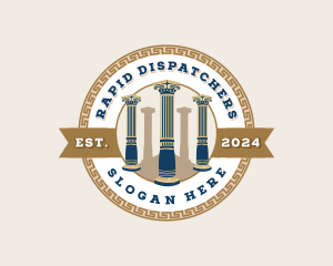 Greek Pillar Column Ornament Logo