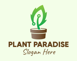 Plant Circuit Pot logo design