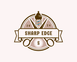 Barbershop Haircut Scissors logo design