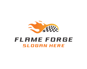 Flaming Racing Flag Motorsport logo design