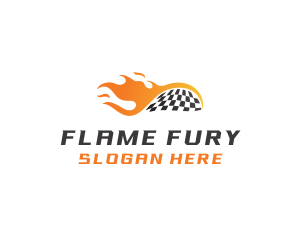 Flaming Racing Flag Motorsport logo design