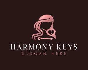 Woman Key Lock logo design