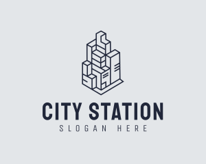 Geometric Building City  logo design