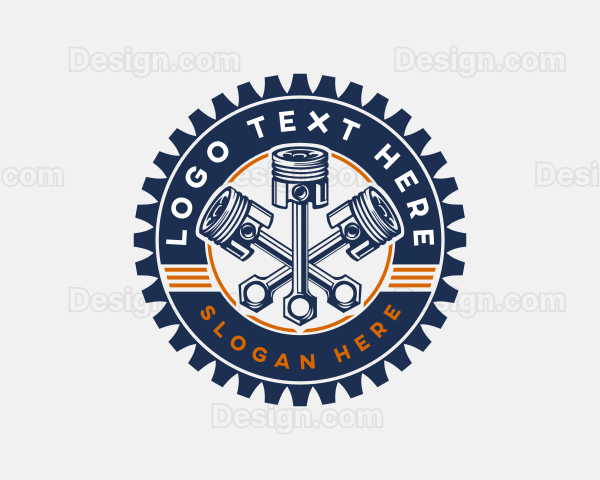 Piston Gear Engine Motor Logo