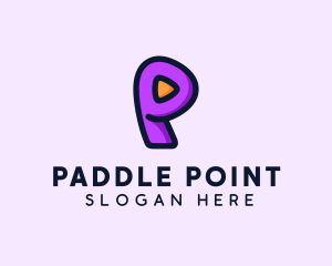 Video Button Letter P logo design