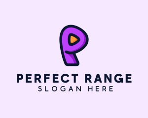 Video Button Letter P logo design