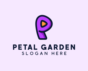 Video Button Letter P logo design