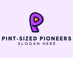 Video Button Letter P logo design