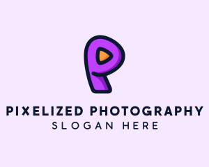 Video Button Letter P logo design