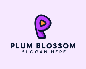 Video Button Letter P logo design