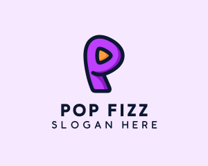 Video Button Letter P logo design