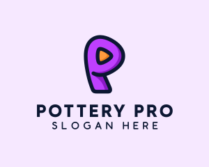 Video Button Letter P logo design