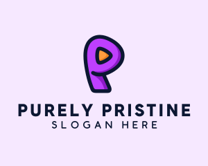 Video Button Letter P logo design