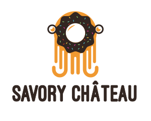 Octopus Donut Creature logo design