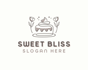 Floral Cake Dessert logo design