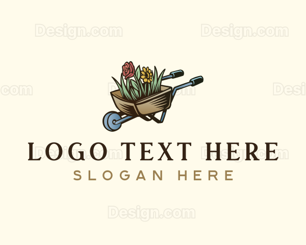 Garden Floral Wheelbarrow Logo