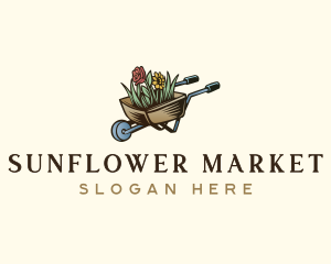 Garden Floral Wheelbarrow logo design