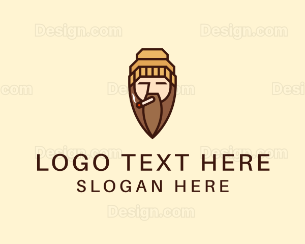 Cigarette Man Beard Logo