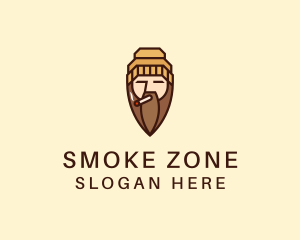 Cigarette Man Beard  logo design