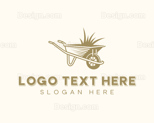 Wheelbarrow Gardener Landscaper Logo