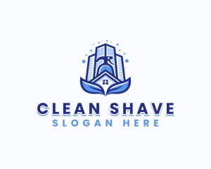 Cleaning Spray Leaf logo design