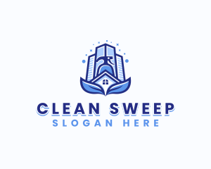 Cleaning Spray Leaf logo design