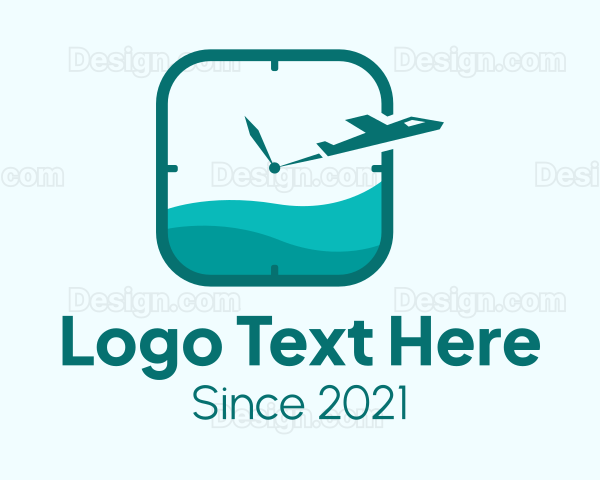 Plane Travel Clock Logo