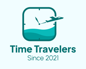 Plane Travel Clock logo design