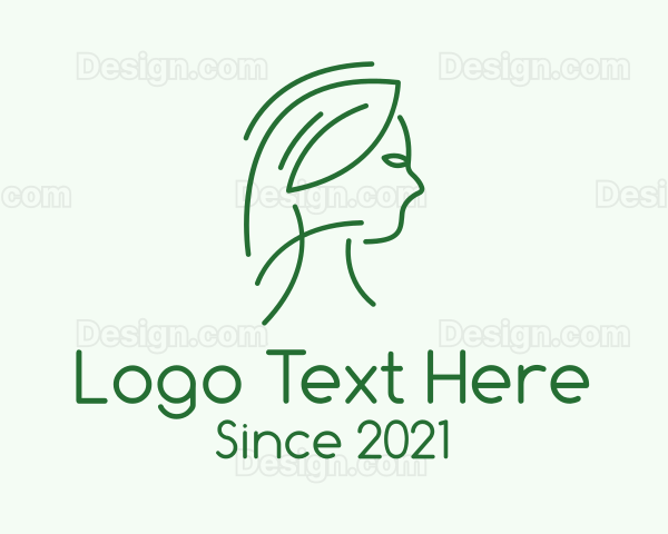 Green Woman Line Art Logo