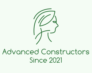 Green Woman Line Art logo design