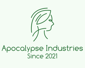 Green Woman Line Art logo design