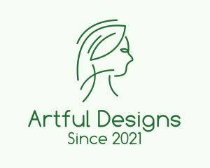 Green Woman Line Art logo design