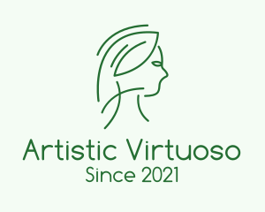 Green Woman Line Art logo design