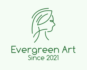 Green Woman Line Art logo design