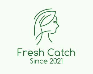 Green Woman Line Art logo design