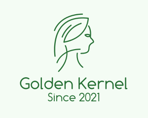 Green Woman Line Art logo design