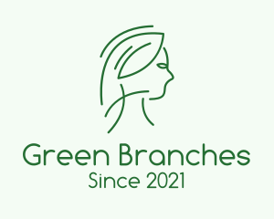 Green Woman Line Art logo design