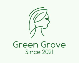 Green Woman Line Art logo design