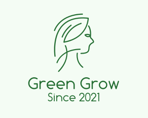 Green Woman Line Art logo design