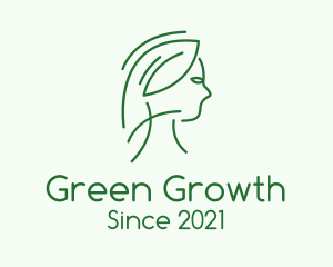 Green Woman Line Art logo design