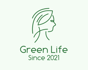 Green Woman Line Art logo design