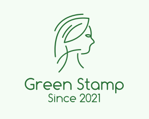 Green Woman Line Art logo design