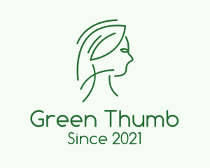 Green Woman Line Art logo design