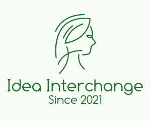 Green Woman Line Art logo design