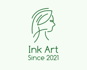 Green Woman Line Art logo design