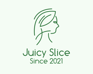 Green Woman Line Art logo design