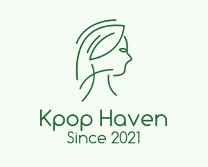 Green Woman Line Art logo design