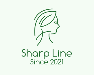 Green Woman Line Art logo design