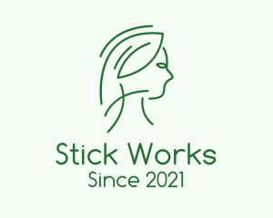 Green Woman Line Art logo design